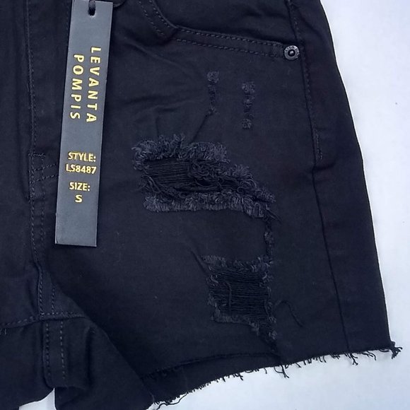 Watch L.A. LS8487 Black Denim Shorts Size S NWT - Picture 10 of 14